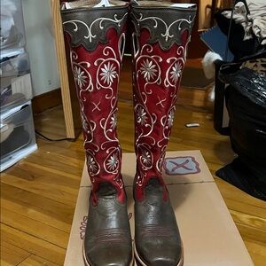 Twisted X Red and Brown Over the Knee Boots